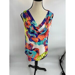 Worthington Women's Floral Sleeveless Blouse Small Polyester